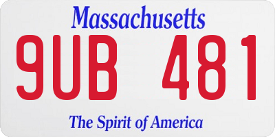 MA license plate 9UB481