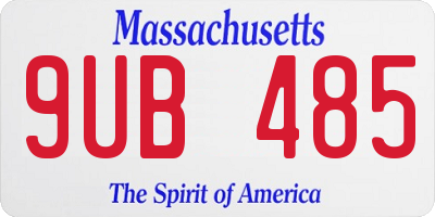 MA license plate 9UB485