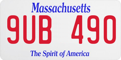 MA license plate 9UB490