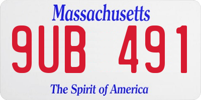 MA license plate 9UB491