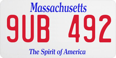 MA license plate 9UB492