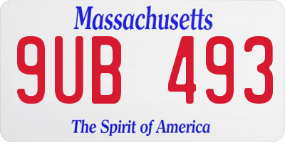 MA license plate 9UB493