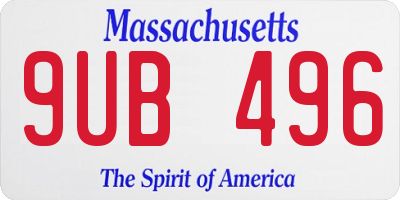 MA license plate 9UB496