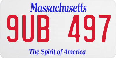 MA license plate 9UB497