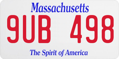 MA license plate 9UB498