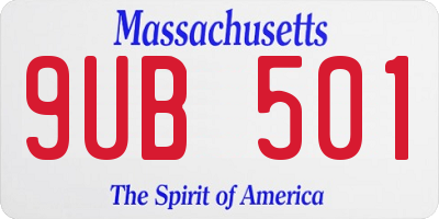 MA license plate 9UB501