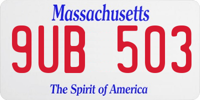 MA license plate 9UB503