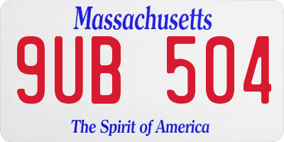 MA license plate 9UB504