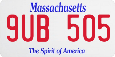 MA license plate 9UB505