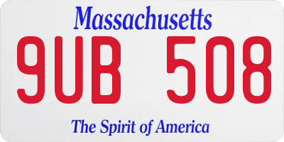 MA license plate 9UB508