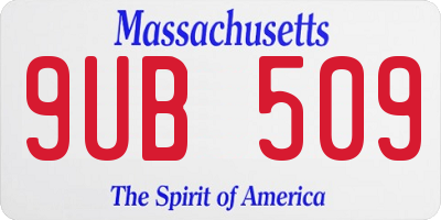 MA license plate 9UB509