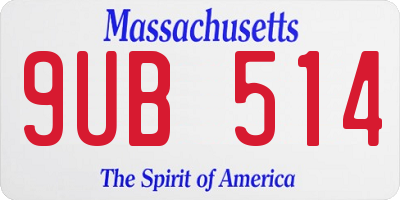 MA license plate 9UB514