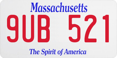 MA license plate 9UB521