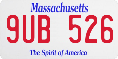 MA license plate 9UB526