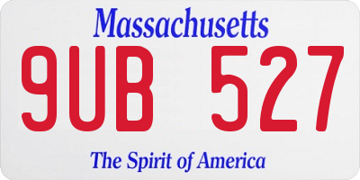 MA license plate 9UB527