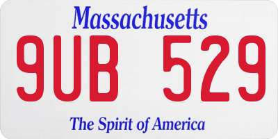 MA license plate 9UB529