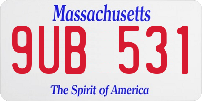 MA license plate 9UB531