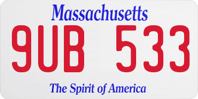 MA license plate 9UB533