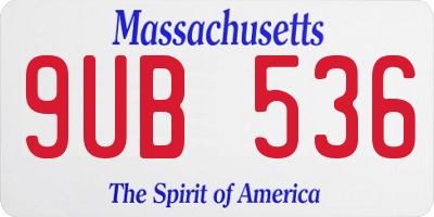 MA license plate 9UB536