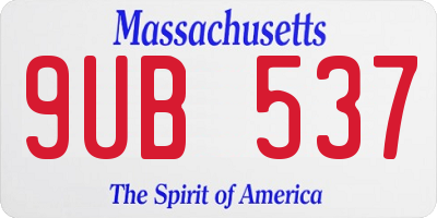 MA license plate 9UB537