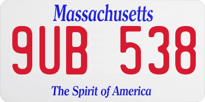 MA license plate 9UB538