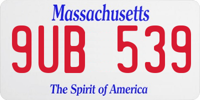 MA license plate 9UB539