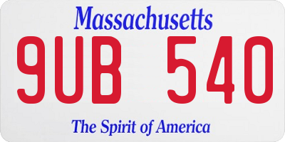 MA license plate 9UB540