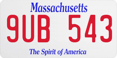 MA license plate 9UB543