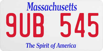 MA license plate 9UB545