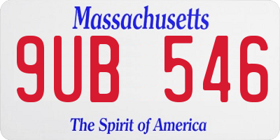 MA license plate 9UB546
