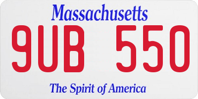 MA license plate 9UB550