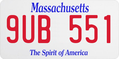 MA license plate 9UB551