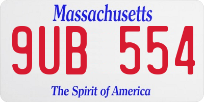 MA license plate 9UB554