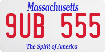 MA license plate 9UB555