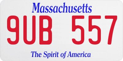 MA license plate 9UB557