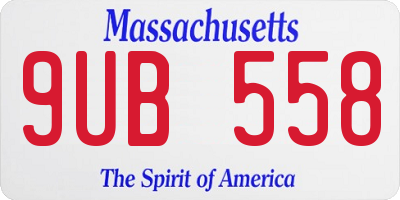 MA license plate 9UB558