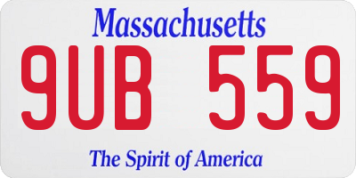 MA license plate 9UB559