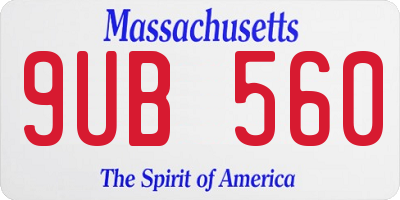 MA license plate 9UB560