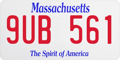 MA license plate 9UB561