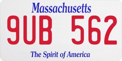 MA license plate 9UB562
