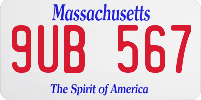 MA license plate 9UB567