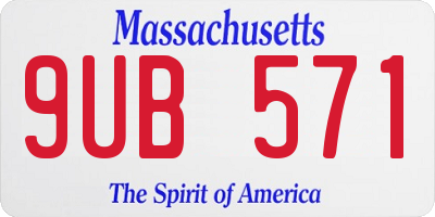 MA license plate 9UB571