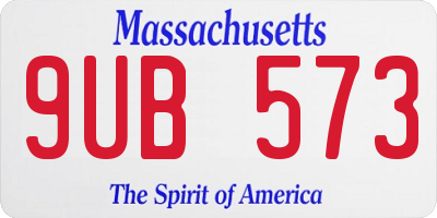 MA license plate 9UB573