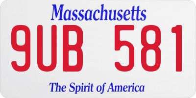 MA license plate 9UB581