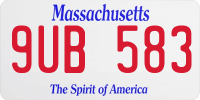 MA license plate 9UB583