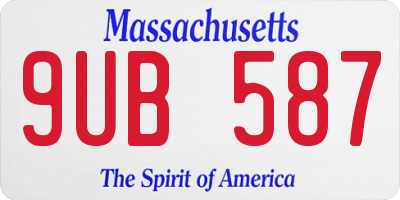 MA license plate 9UB587