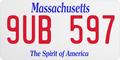 MA license plate 9UB597