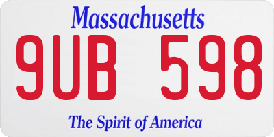 MA license plate 9UB598