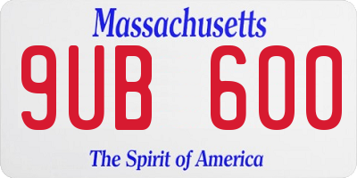 MA license plate 9UB600