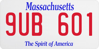MA license plate 9UB601